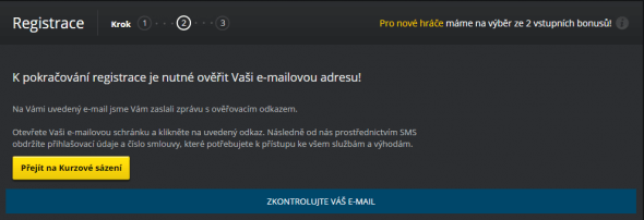 Fortuna registrace - další krok