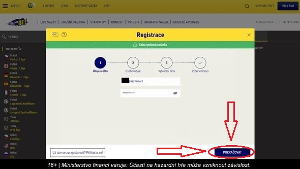 Sazkabet návod k registraci