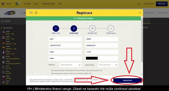 Sazkabet návod k registraci