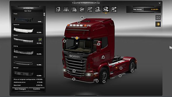 Modely tahačů jsou v Euro Truck Simulator 2 velice detailní, včetně možností dalších úprav uživatelem-řidičem.
