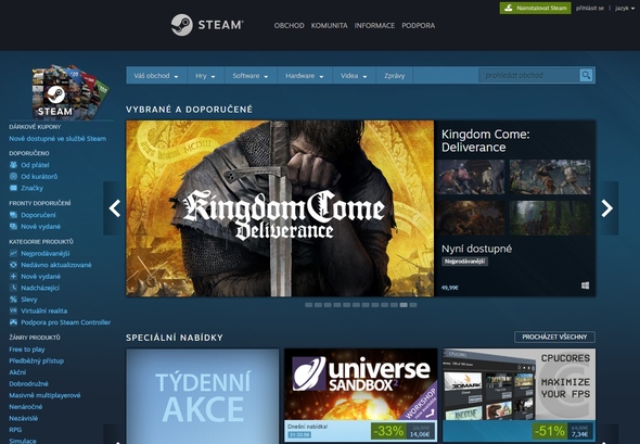 Obchod Steam s vámi bude komunikovat v češtině, nemusíte se ničeho obávat.