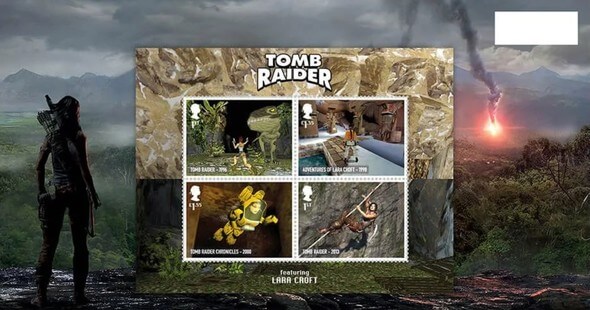 Hra Tomb Raider dostala hned čtyři poštovní známky - v prodeji budou u Royal Mail.