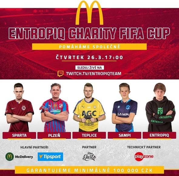 Sledujte dnes večer charitativní FIFA turnaj, který organizuje e-sport tým Entropiq!