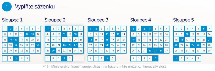 Euromiliony ukázka tiketu