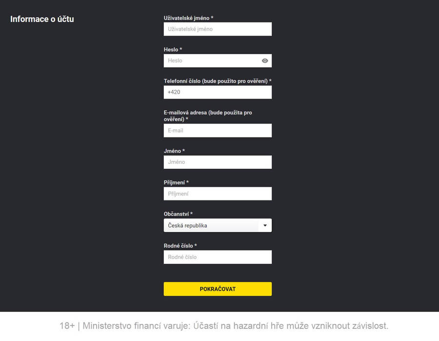 Registrace na Fortuna Poker