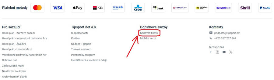 Tipsport kontrola tiketu online bez přihlášení