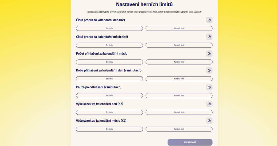 Herní limity Sazkabet