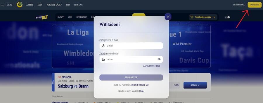 Sazkabet účet přihlášení