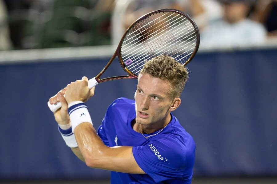 Jiří Lehečka při zápase Davis Cupu 2025