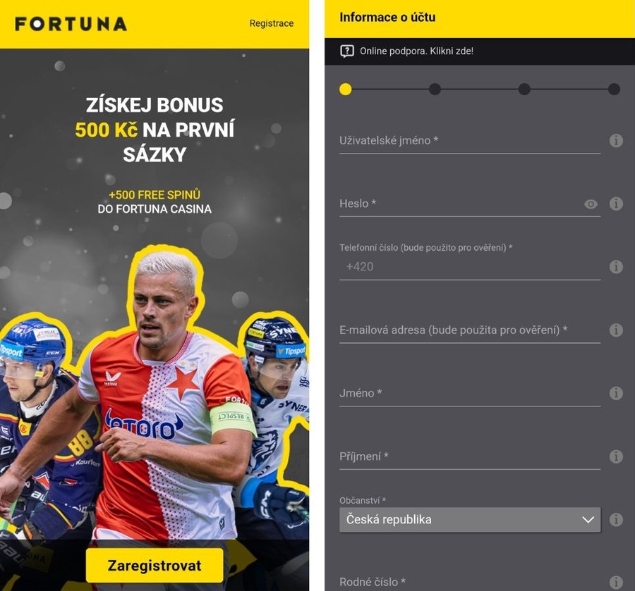 Fortuna bonus za registraci a&nbsp;vklad