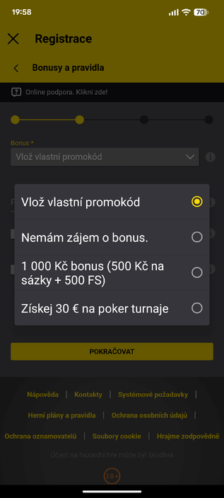 Fortuna promo kód FREE1000 zajistí bonus za registraci i&nbsp;vklad