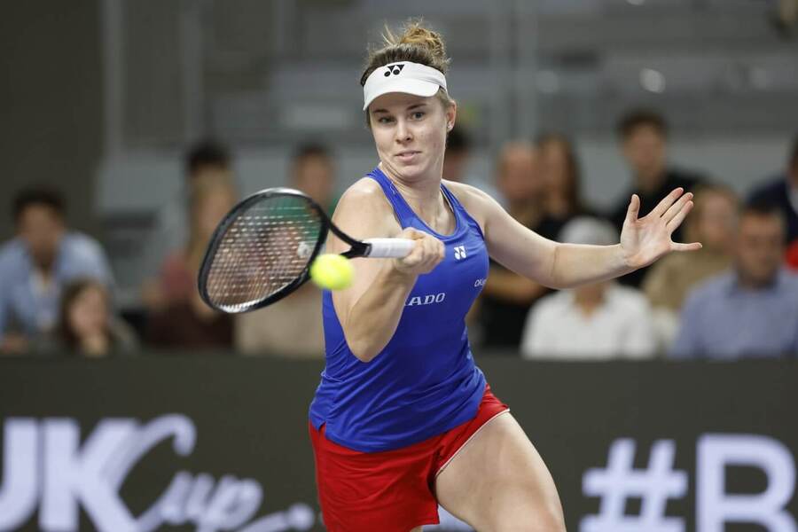 Linda Nosková při zápasu barážové skupiny Poháru Billie Jean Kingové 2025