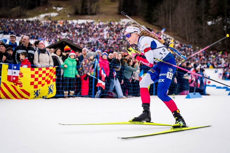 Markéda Davidová ve stíhacím závodě v&nbsp;Le Grand Bornand