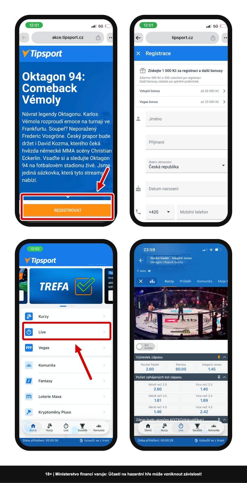 Registrace a&nbsp;spuštění přenosu u&nbsp;Tipsportu